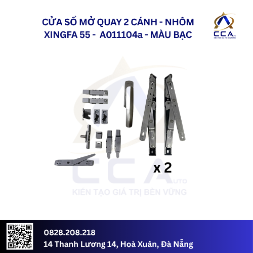 Cửa Sổ Mở Quay 2 Cánh - Nhôm Xingfa 55 - A011104 (Combo)