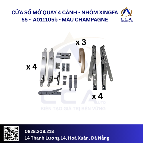 Cửa Sổ Mở Quay 4 Cánh - Nhôm Xingfa 55 - A011105 (Combo) - Ảnh 3