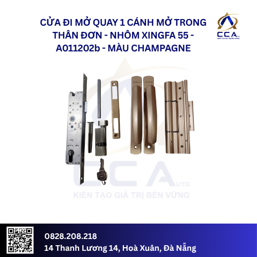 Cửa Đi Mở Quay 1 Cánh Mở Trong Thân Đơn - Nhôm Xingfa 55 - A011202 (Combo) - Ảnh 3