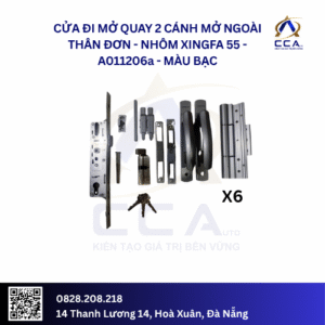Cửa Đi Mở Quay 2 Cánh Mở Ngoài Thân Đơn - Nhôm Xingfa 55 - A011206 (Combo)
