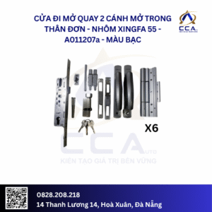 Cửa Đi Mở Quay 2 Cánh Mở Trong Thân Đơn - Nhôm Xingfa 55 - A011207 (Combo)