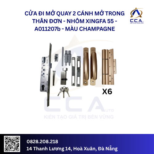 Cửa Đi Mở Quay 2 Cánh Mở Trong Thân Đơn - Nhôm Xingfa 55 - A011207 (Combo) - Ảnh 3