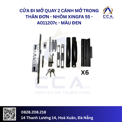 Cửa Đi Mở Quay 2 Cánh Mở Trong Thân Đơn - Nhôm Xingfa 55 - A011207 (Combo) - Ảnh 4