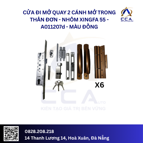Cửa Đi Mở Quay 2 Cánh Mở Trong Thân Đơn - Nhôm Xingfa 55 - A011207 (Combo) - Ảnh 5