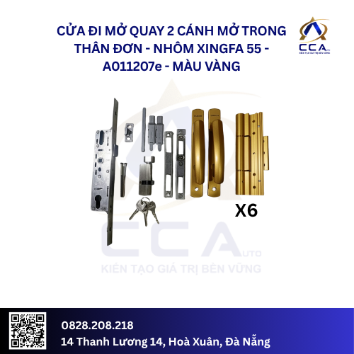 Cửa Đi Mở Quay 2 Cánh Mở Trong Thân Đơn - Nhôm Xingfa 55 - A011207 (Combo) - Ảnh 6