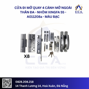 Cửa Đi Mở Quay 4 Cánh Mở Ngoài Thân Đa - Nhôm Xingfa 55 - A011208 (Combo)
