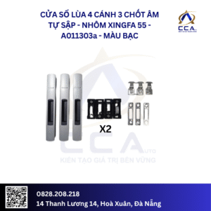 Cửa Sổ Lùa 4 Cánh 3 Chốt Âm Tự Sập - Nhôm Xingfa 55 - A011303 (Combo)