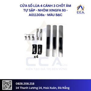 Cửa Sổ Lùa 4 Cánh 3 Chốt Âm Tự Sập - Nhôm Xingfa 93 - A011308 (Combo)