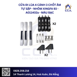 Cửa Đi Lùa 4 Cánh 3 Chốt Âm Tự Sập - Nhôm Xingfa 93 - A011402 (Combo)