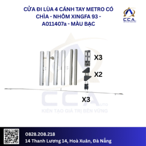 Cửa Đi Lùa 4 Cánh Tay Metro Có Chìa - Nhôm Xingfa 93 - A011407 (Combo)