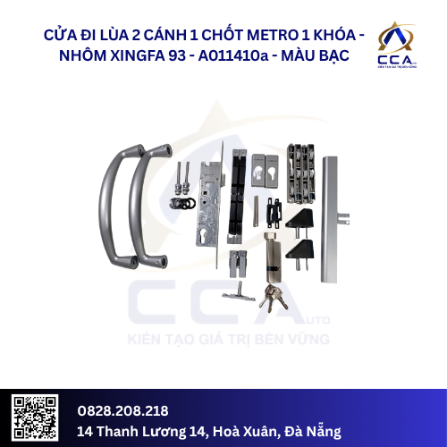 Cửa Đi Lùa 2 Cánh 1 CHốt Metro 1 Khóa - Nhôm Xingfa 93 - A011410 (Combo)