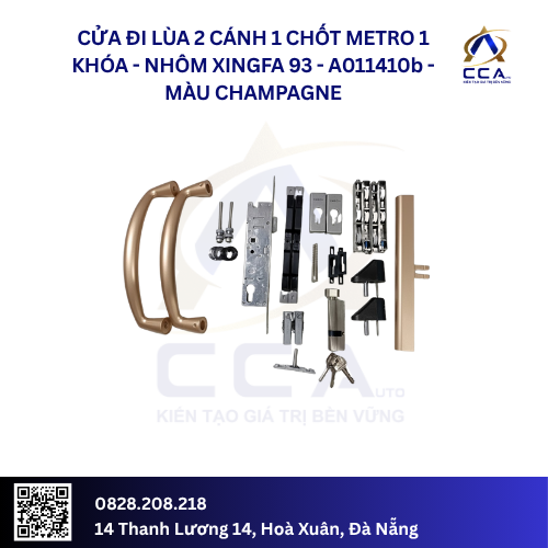 Cửa Đi Lùa 2 Cánh 1 CHốt Metro 1 Khóa - Nhôm Xingfa 93 - A011410 (Combo) - Ảnh 2