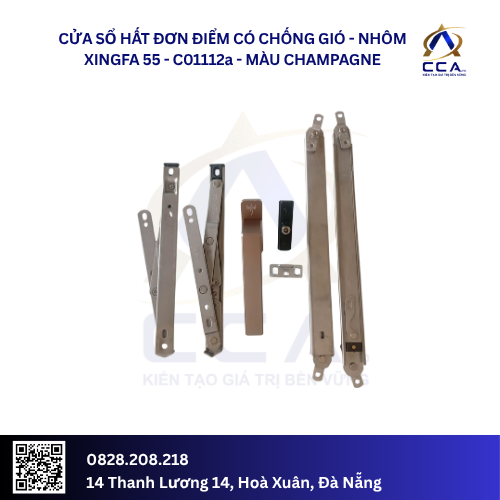 Cửa sổ hất nhỏ đơn điểm có chống gió - Nhôm Xingfa 55 - C01112 (Combo) - Ảnh 2