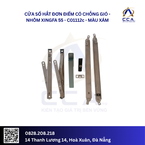 Cửa sổ hất nhỏ đơn điểm có chống gió - Nhôm Xingfa 55 - C01112 (Combo) - Ảnh 4