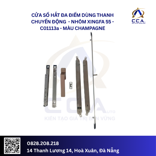 Cửa sổ hất đa điểm dùng thanh chuyển động - Nhôm Xingfa 55 - C01113 (Combo)