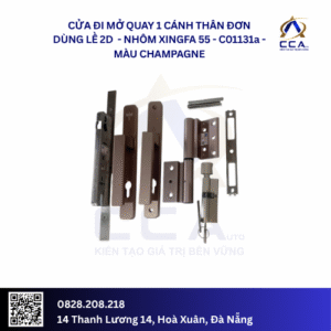 Cửa Đi Mở Quay 1 Thân Đơn Dùng Lề 2D - Nhôm Xingfa 55 - C01131 (Combo)