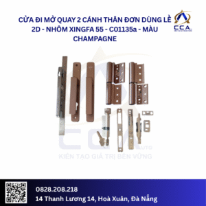 Cửa Đi Mở Quay 2 Cánh Thân Đơn Dùng Lề 2D - Nhôm Xingfa 55 - C01135 (Combo)