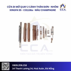 Cửa Đi Mở Quay 2 Cánh Thân Đơn - Nhôm Xingfa 55 - C01136 (Combo)