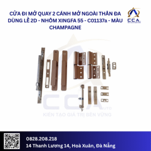 Cửa Đi Mở Quay 2 Cánh Mở Ngoài Thân Đa Dùng Lề 2D - Nhôm xingfa 55 - C01137 (Combo)