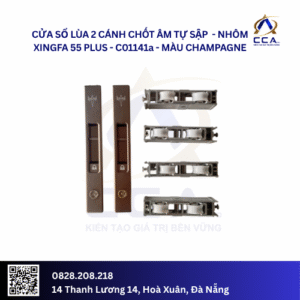 Cửa Sổ Lùa 2 Cánh Chốt Âm Tự Sập - Nhôm Xingfa 55 Plus - C01141 (Combo)