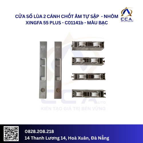 Cửa Sổ Lùa 2 Cánh Chốt Âm Tự Sập - Nhôm Xingfa 55 Plus - C01141 (Combo) - Ảnh 3
