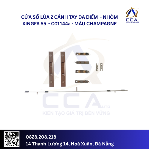 Cửa Sổ Lùa 2 Cánh Tay Đa Điểm - Nhôm Xingfa 55 - C01144 (Combo)