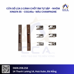 Cửa Sổ Lùa 3 Cánh Chốt Âm Tự Sập - Nhôm Xingfa 55 - C01145 (Combo)