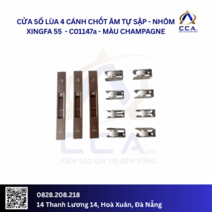 Cửa Sổ Lùa 4 Cánh Chốt Âm Tự Sập - Nhôm Xingfa 55 - C01147 (Combo)