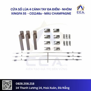 Cửa Sổ Lùa 4 Cánh Tay Đa Điểm - Nhôm Xingfa 55 - C01148 (Combo)