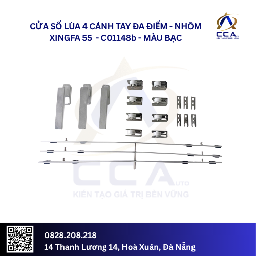 Cửa Sổ Lùa 4 Cánh Tay Đa Điểm - Nhôm Xingfa 55 - C01148 (Combo) - Ảnh 3
