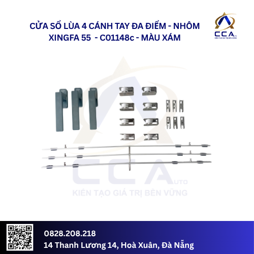 Cửa Sổ Lùa 4 Cánh Tay Đa Điểm - Nhôm Xingfa 55 - C01148 (Combo) - Ảnh 4