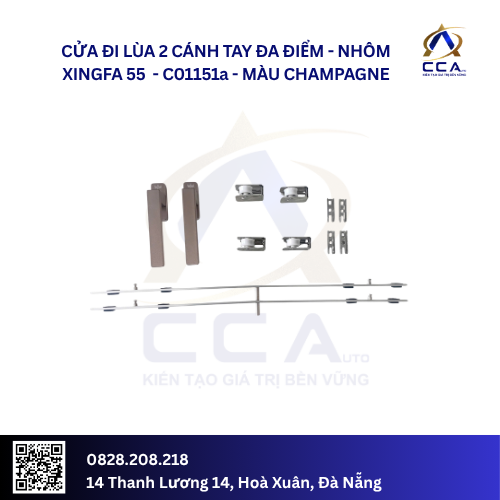 Cửa Đi Lùa 2 Cánh Tay Đa Điểm - Nhôm Xingfa 55 - C01151 (Combo)