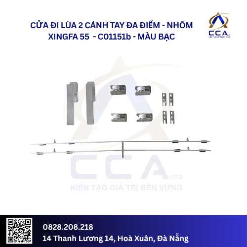Cửa Đi Lùa 2 Cánh Tay Đa Điểm - Nhôm Xingfa 55 - C01151 (Combo) - Ảnh 3