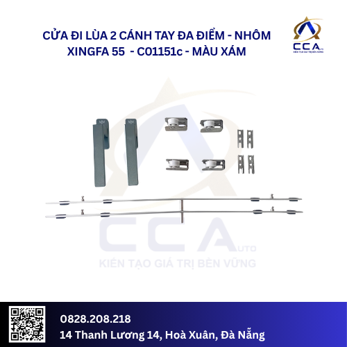 Cửa Đi Lùa 2 Cánh Tay Đa Điểm - Nhôm Xingfa 55 - C01151 (Combo) - Ảnh 4