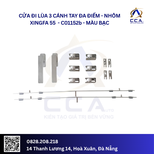 Cửa Đi Lùa 3 Cánh Tay Đa Điểm - Nhôm Xingfa 55 - C01152 (Combo) - Ảnh 3