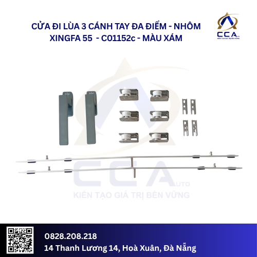 Cửa Đi Lùa 3 Cánh Tay Đa Điểm - Nhôm Xingfa 55 - C01152 (Combo) - Ảnh 4