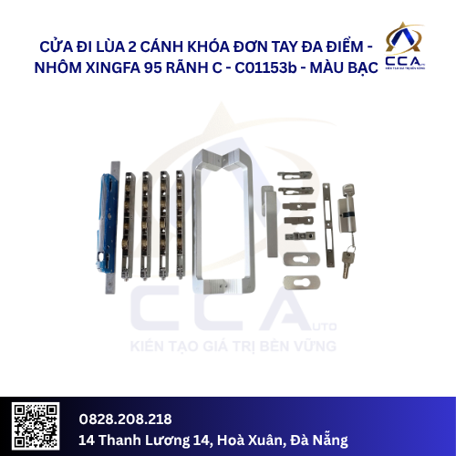 Cửa Đi Lùa 2 Cánh Khóa Đơn Tay Đa Điểm - Nhôm Xingfa 95 Rãnh C - C01153 (Combo) - Ảnh 3