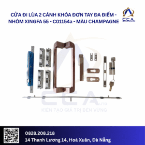 Cửa Đi Lùa 2 Cánh Khóa Đơn Tay Đa Điểm - Nhôm Xingfa 55 - C01154 (Combo)