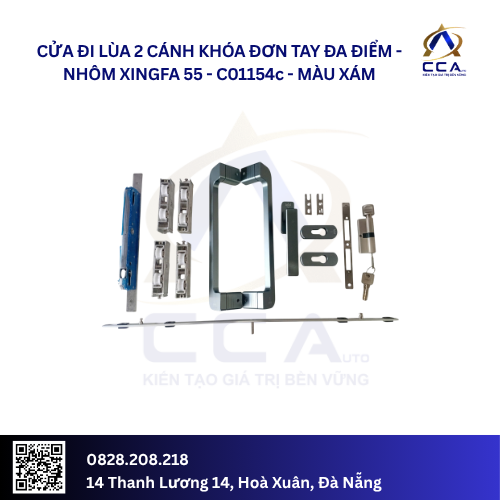 Cửa Đi Lùa 2 Cánh Khóa Đơn Tay Đa Điểm - Nhôm Xingfa 55 - C01154 (Combo) - Ảnh 4