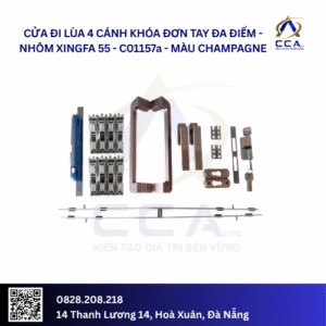 Cửa Đi Lùa 4 Cánh Khóa Đơn Tay Đa Điểm - Nhôm Xingfa 55 - C01157 (Combo)