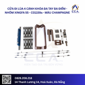Cửa Đi Lùa 4 Cánh Khóa Đa Tay Đa Điểm - Nhôm Xingfa 55 - C01159 (Combo)