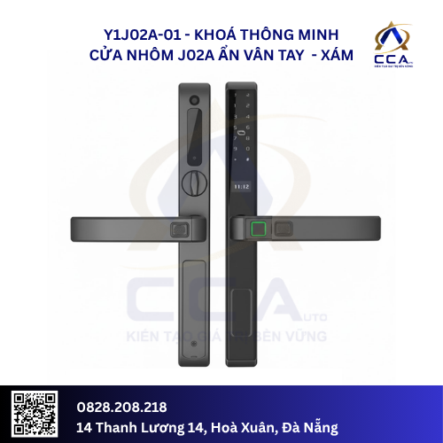 Khoá Thông Minh Cửa Nhôm J02A Ẩn Vân Tay - Y1J02A (Bộ) - Ảnh 3