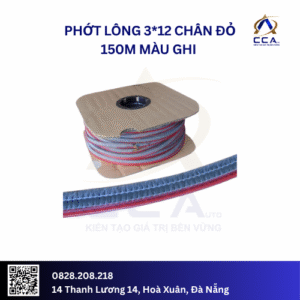 Phớt lông 3*12 chân đỏ 150m màu ghi (Cuộn)