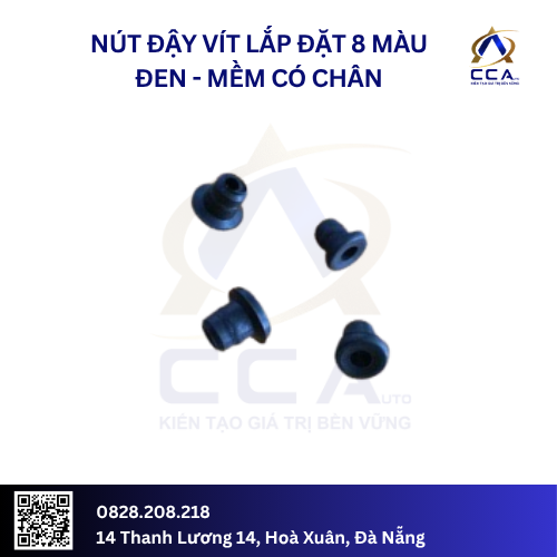 Nút đậy vít lắp đặt 8 màu đen- mềm có chân- Chiếc Túi