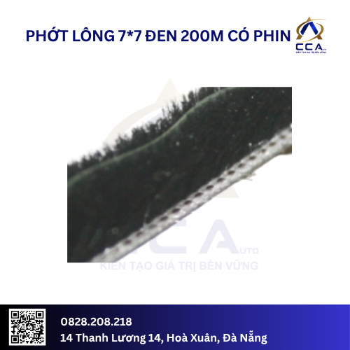 Phớt lông 7*7 đen 200m có phin (Cuộn)