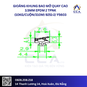 Gioăng khung bao mở quay cao 3.5mm EPDM 2 TPNK (10kg/cuộn/310m) 9251-2/ F5603-2 Xanh- kg Cuộnm