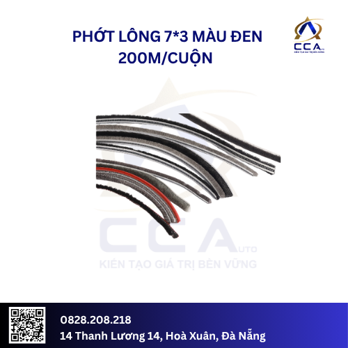 Phớt lông 7*3 đen 200m (Cuộn)