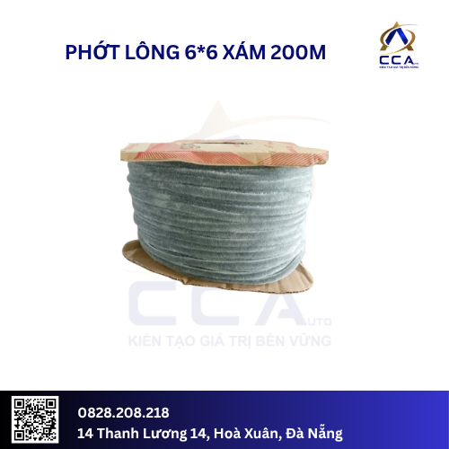 Phớt lông 6*6 xám 200m (Cuộn)