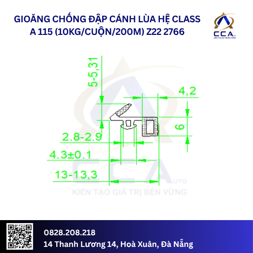 Gioăng chống đập cánh lùa hệ Class A 115 (10kg/cuộn/200m) z22 2766- kg mCuộn