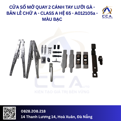 Cửa Sổ Mở Quay 2 Cánh Tay Lưỡi Gà Bản Lề A - Class A Hệ 65 - A012105 - (Combo)